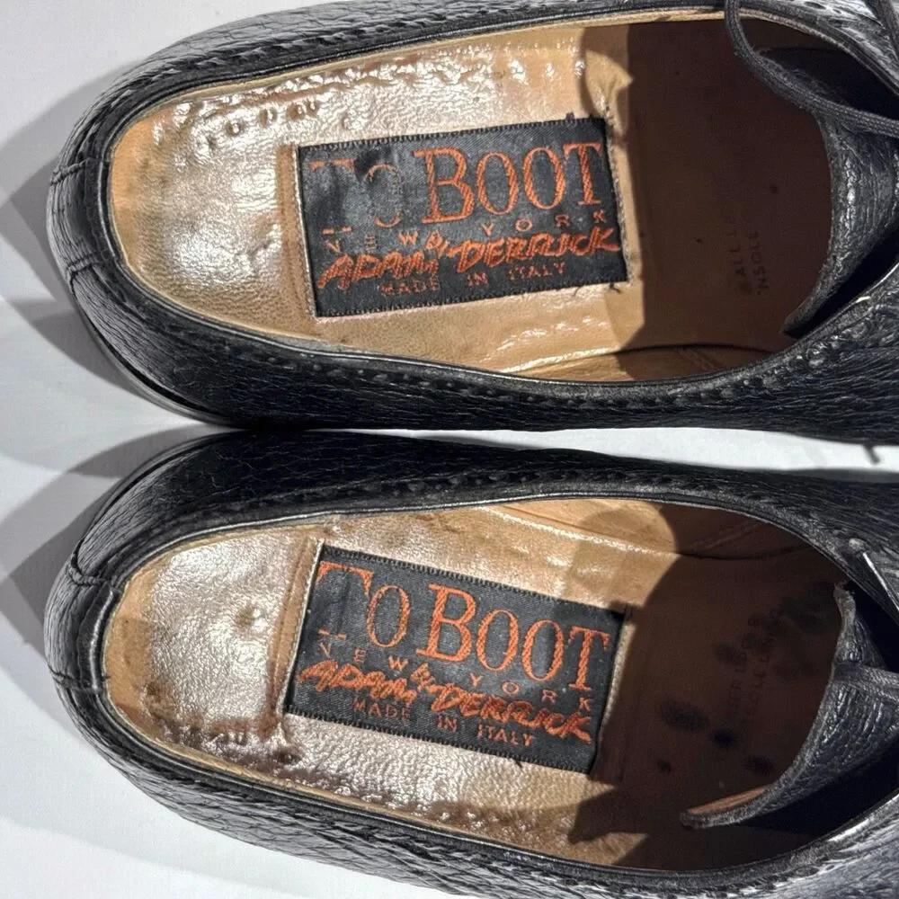 VTG To Boot New York Black Exotic Leather Oxford Shoes Made in Italy Men 9.5M